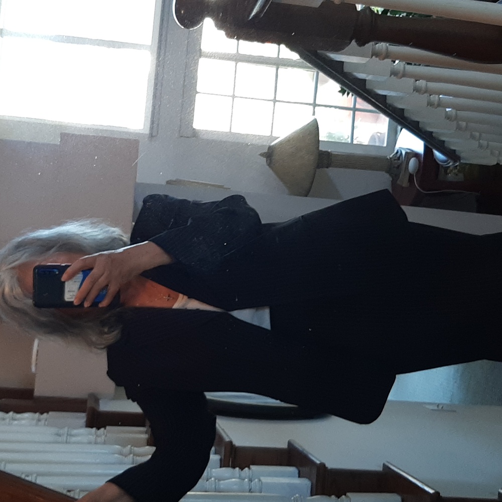 Tahari Asl black pinstriped skirt suits